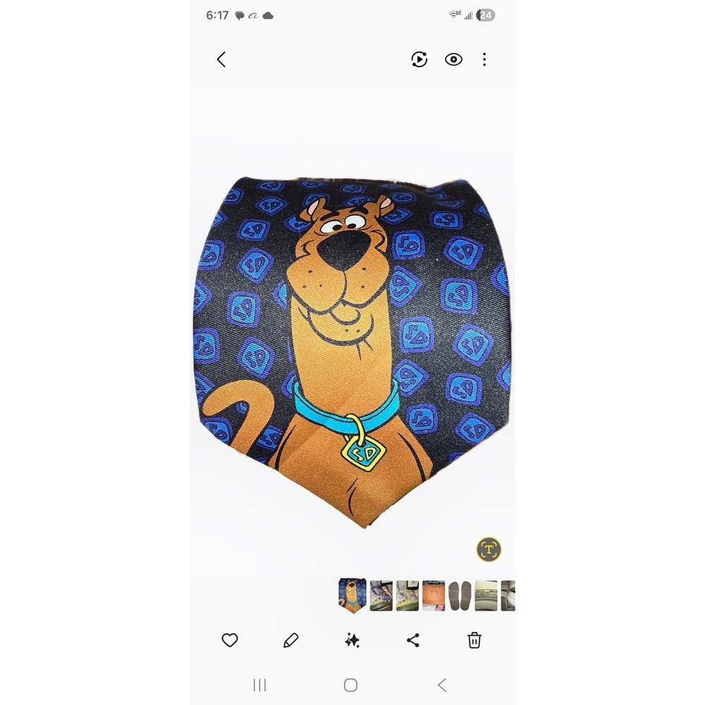Scooby-Doo Mens Necktie Cartoon Network Warner Bros Blue Black Polyester NWT